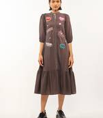 Brown plain rayon party-wear-kurtis