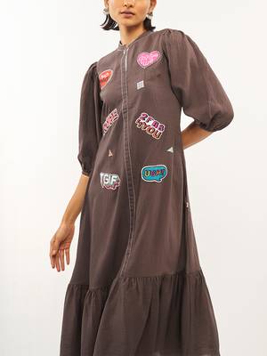 Brown plain rayon party-wear-kurtis 3