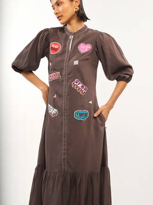 Brown plain rayon party-wear-kurtis 4