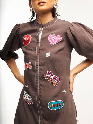 Brown plain rayon party-wear-kurtis 5