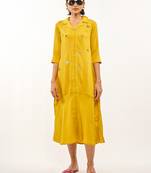 Yellow plain rayon party-wear-kurtis