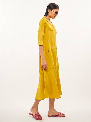 Yellow plain rayon party-wear-kurtis 2