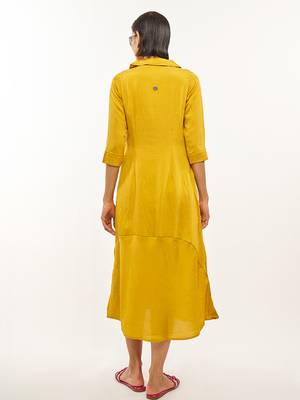 Yellow plain rayon party-wear-kurtis 3