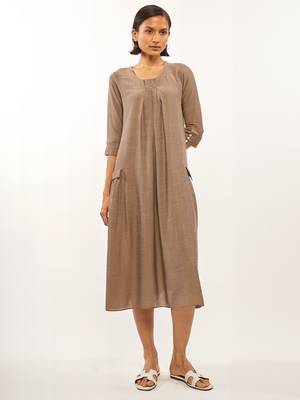 Brown plain rayon party-wear-kurtis 1
