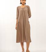 Brown plain rayon party-wear-kurtis
