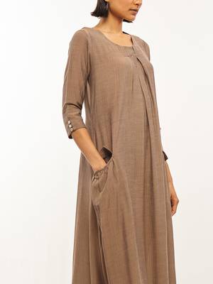 Brown plain rayon party-wear-kurtis 5