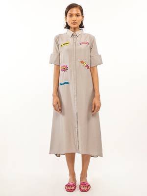 Grey plain rayon party-wear-kurtis 1