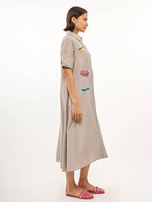 Grey plain rayon party-wear-kurtis 2
