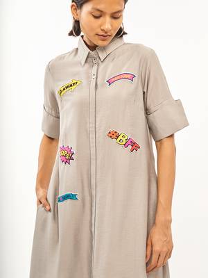 Grey plain rayon party-wear-kurtis 5