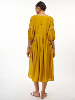 Yellow printed rayon party-wear-kurtis 3