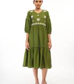 Green printed rayon party-wear-kurtis