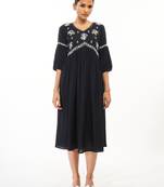 Black printed rayon party-wear-kurtis