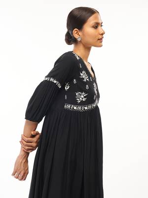 Black printed rayon party-wear-kurtis 5