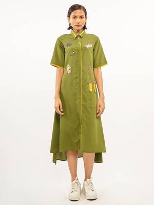 Green plain rayon party-wear-kurtis 1