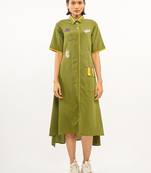 Green plain rayon party-wear-kurtis