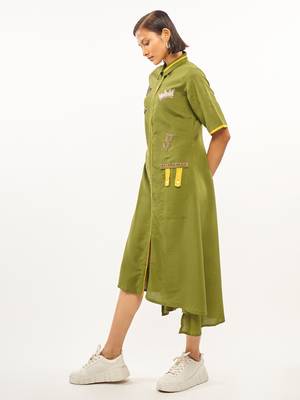 Green plain rayon party-wear-kurtis 2