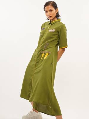 Green plain rayon party-wear-kurtis 3