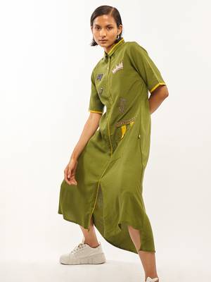 Green plain rayon party-wear-kurtis 4
