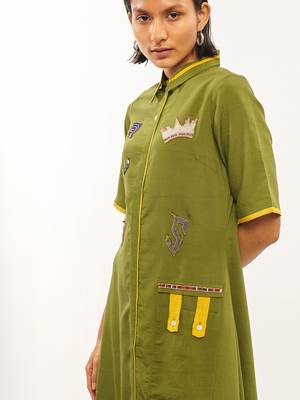 Green plain rayon party-wear-kurtis 5
