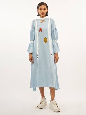 Aqua-blue plain rayon party-wear-kurtis 1