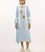 Aqua-blue plain rayon party-wear-kurtis