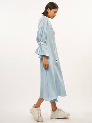 Aqua-blue plain rayon party-wear-kurtis 2