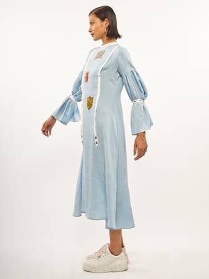 Aqua-blue plain rayon party-wear-kurtis 5