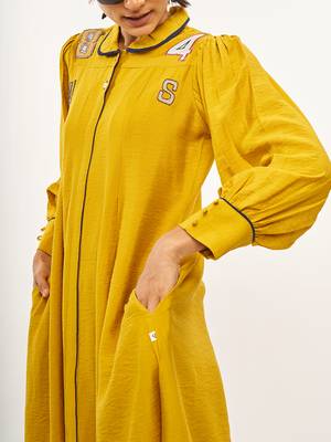 Yellow plain rayon party-wear-kurtis 5