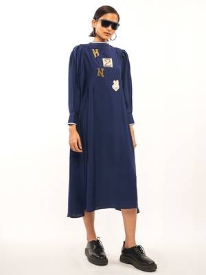 Blue plain rayon party-wear-kurtis 1