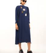 Blue plain rayon party-wear-kurtis