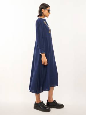 Blue plain rayon party-wear-kurtis 2