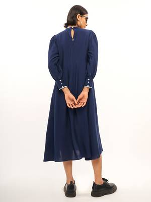 Blue plain rayon party-wear-kurtis 3
