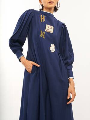 Blue plain rayon party-wear-kurtis 4