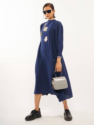Blue plain rayon party-wear-kurtis 5