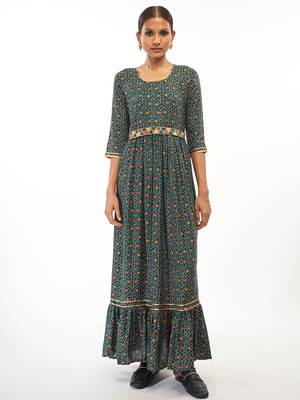 Green printed rayon party-wear-kurtis 1