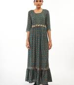 Green printed rayon party-wear-kurtis
