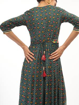 Green printed rayon party-wear-kurtis 4