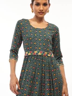 Green printed rayon party-wear-kurtis 5
