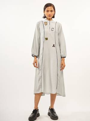 Grey plain rayon party-wear-kurtis 1