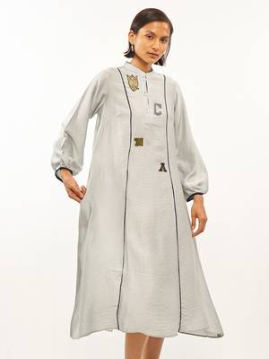 Grey plain rayon party-wear-kurtis 3