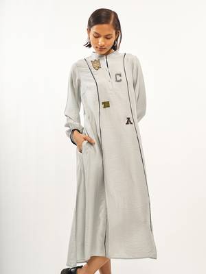 Grey plain rayon party-wear-kurtis 4