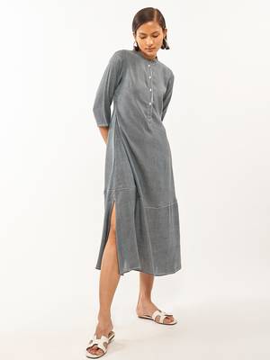 Grey plain rayon party-wear-kurtis 1