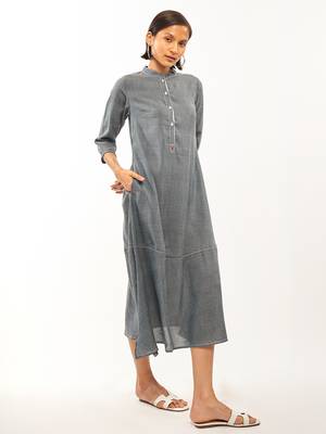 Grey plain rayon party-wear-kurtis 3