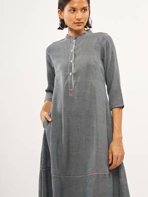 Grey plain rayon party-wear-kurtis 4