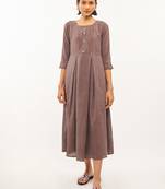 Brown plain rayon party-wear-kurtis