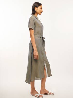 Green plain rayon party-wear-kurtis 4