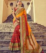   multicolor embroidered silk saree with blouse