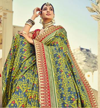   multicolor embroidered silk saree with blouse 3