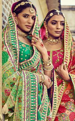   sea green embroidered silk saree with blouse 3