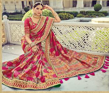   rani pink embroidered silk saree with blouse 2